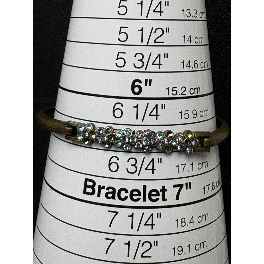 1928 Jewelry Rhinestone Hinged Bangle Bracelet Gold Tone AS IS Missing Stones